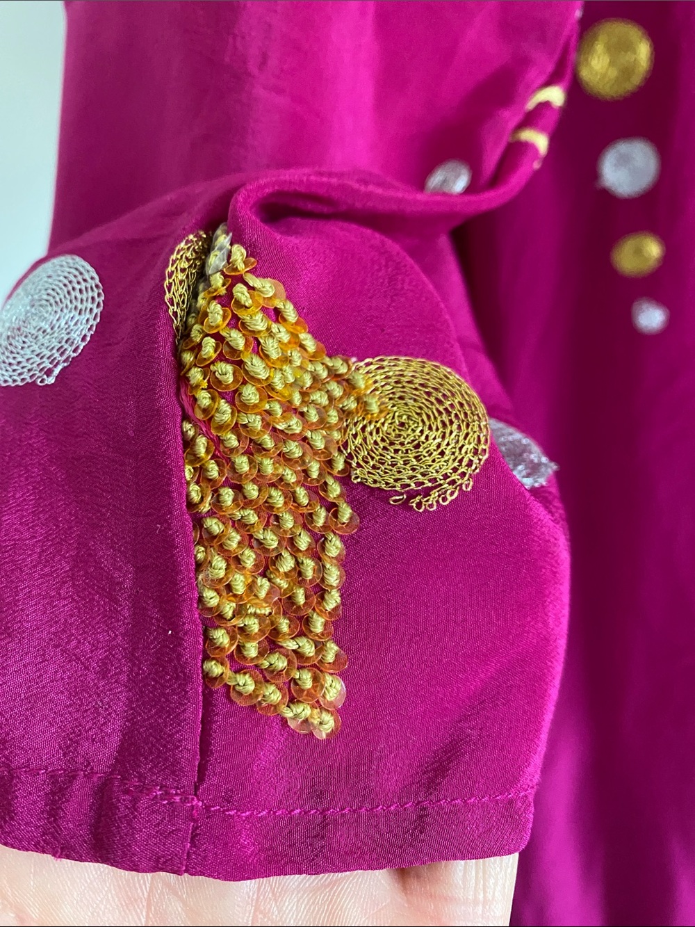 Sun Child Silk Embellished Maxi Kimono Duster | Free Size - Picture 12 of 12